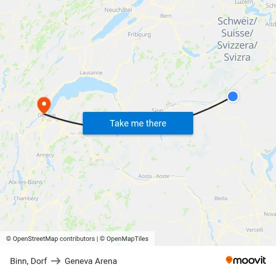 Binn, Dorf to Geneva Arena map