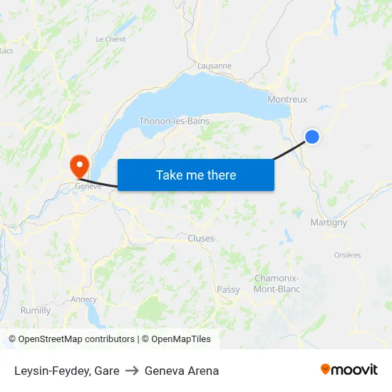 Leysin-Feydey, Gare to Geneva Arena map