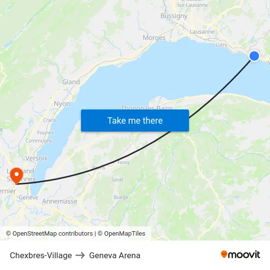 Chexbres-Village to Geneva Arena map
