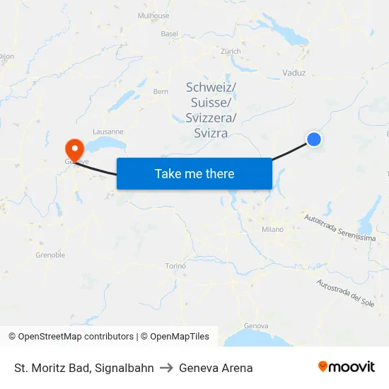 St. Moritz Bad, Signalbahn to Geneva Arena map