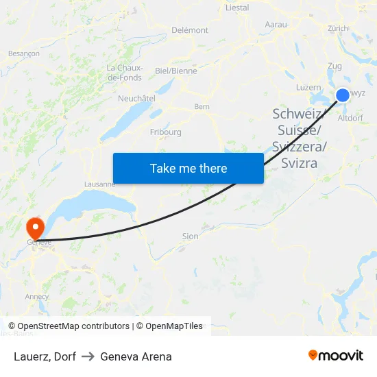 Lauerz, Dorf to Geneva Arena map
