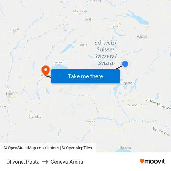 Olivone, Posta to Geneva Arena map