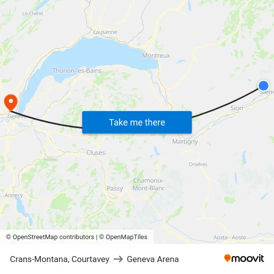 Crans-Montana, Courtavey to Geneva Arena map