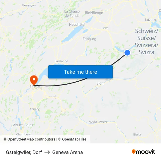 Gsteigwiler, Dorf to Geneva Arena map
