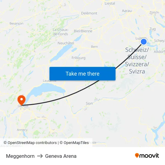 Meggenhorn to Geneva Arena map