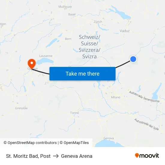 St. Moritz Bad, Post to Geneva Arena map