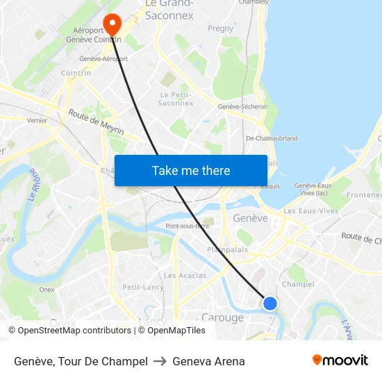 Genève, Tour De Champel to Geneva Arena map