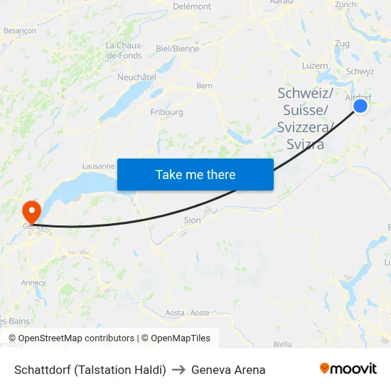 Schattdorf (Talstation Haldi) to Geneva Arena map