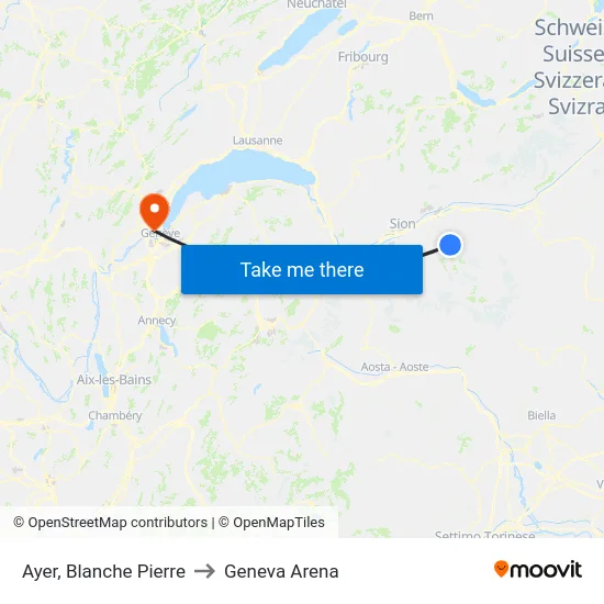 Ayer, Blanche Pierre to Geneva Arena map