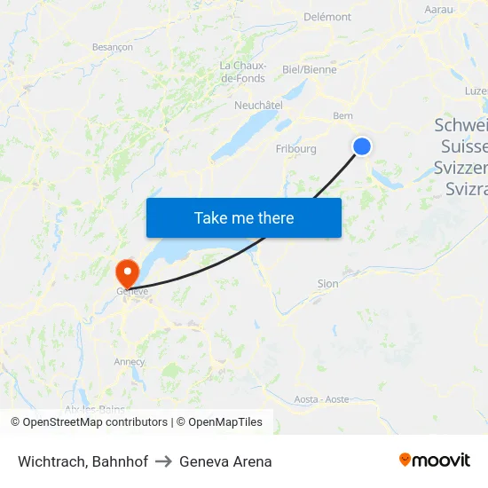 Wichtrach, Bahnhof to Geneva Arena map