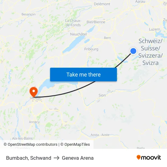 Bumbach, Schwand to Geneva Arena map