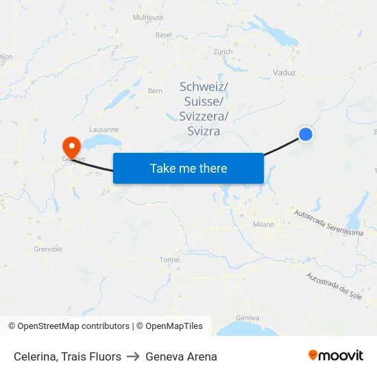 Celerina, Trais Fluors to Geneva Arena map