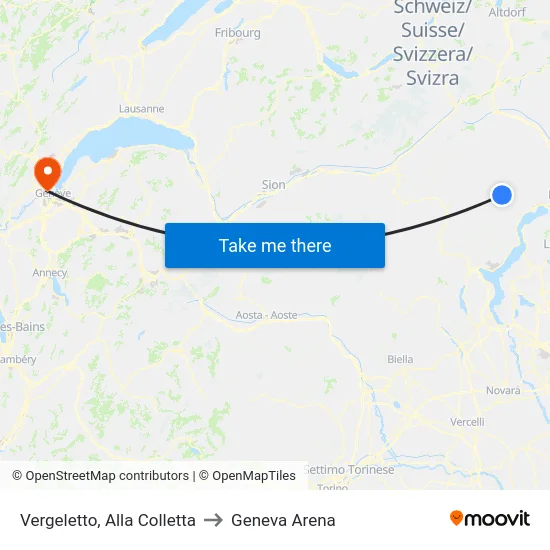 Vergeletto, Alla Colletta to Geneva Arena map
