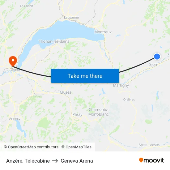 Anzère, Télécabine to Geneva Arena map