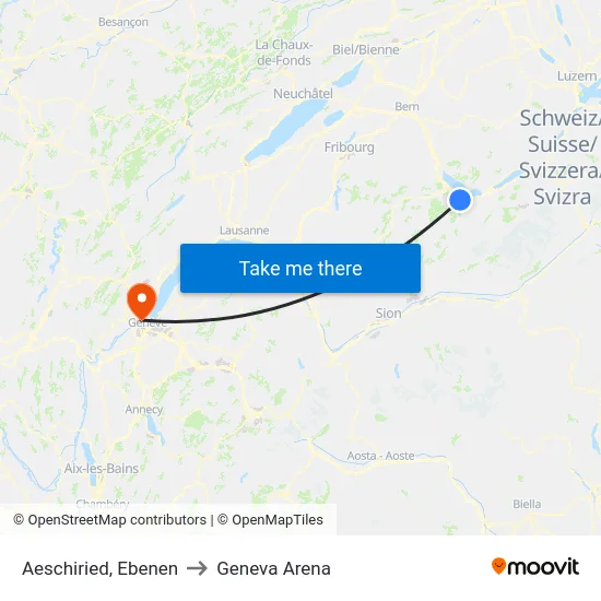 Aeschiried, Ebenen to Geneva Arena map