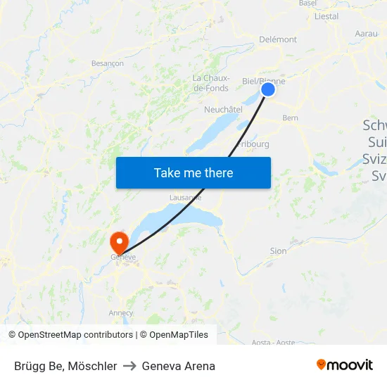 Brügg Be, Möschler to Geneva Arena map