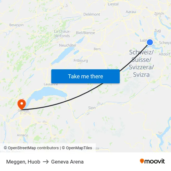 Meggen, Huob to Geneva Arena map