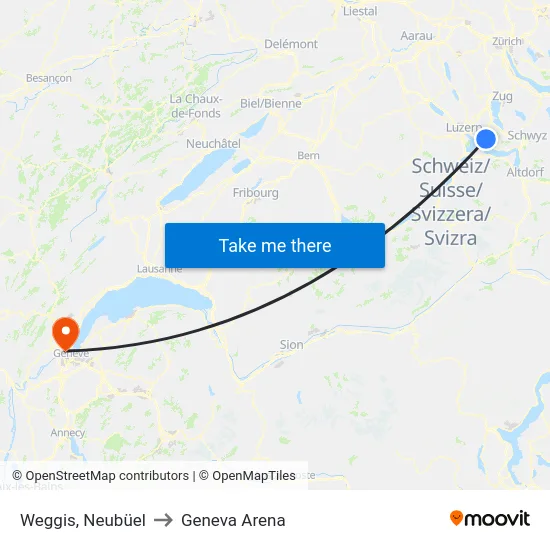 Weggis, Neubüel to Geneva Arena map