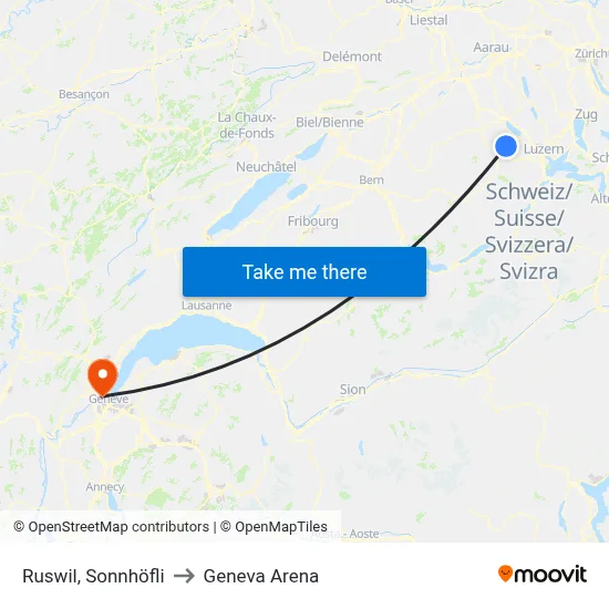 Ruswil, Sonnhöfli to Geneva Arena map