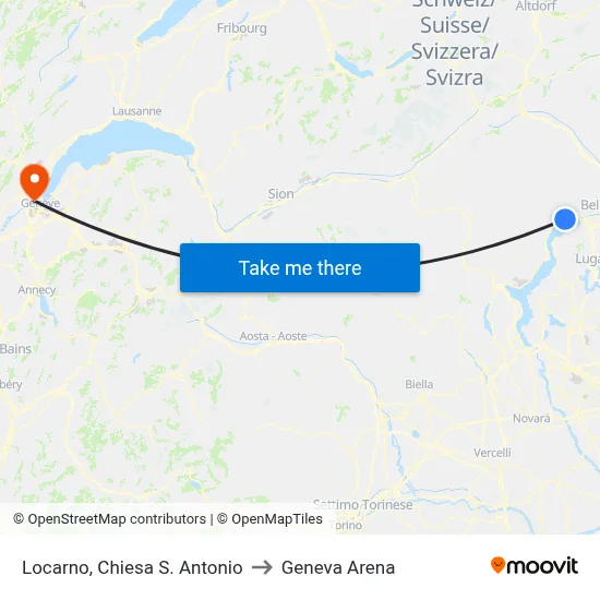 Locarno, Chiesa S. Antonio to Geneva Arena map
