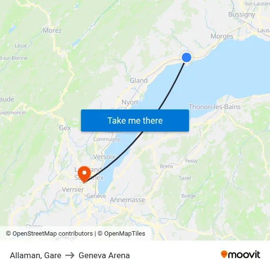 Allaman, Gare to Geneva Arena map