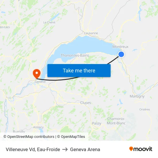 Villeneuve Vd, Eau-Froide to Geneva Arena map