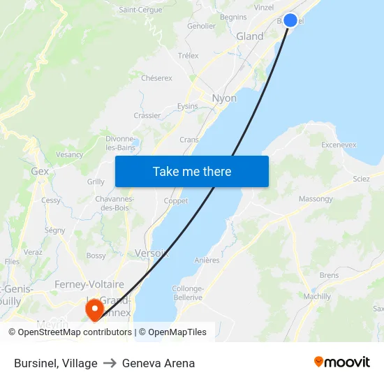 Bursinel, Village to Geneva Arena map