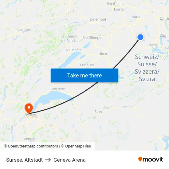 Sursee, Altstadt to Geneva Arena map
