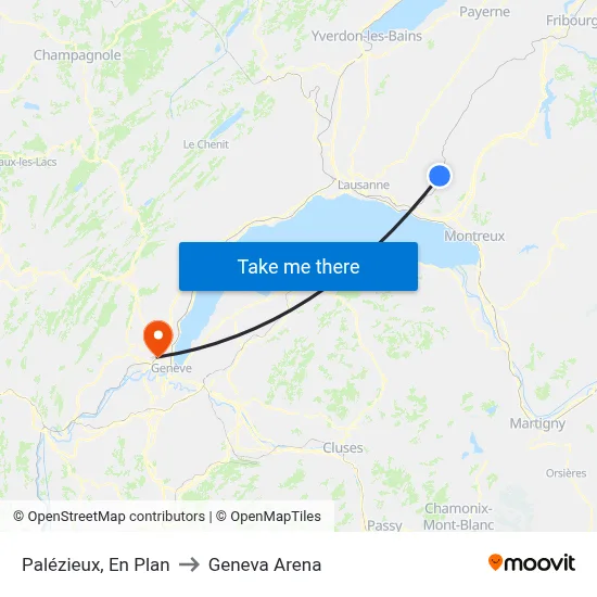 Palézieux, En Plan to Geneva Arena map