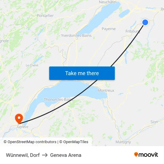 Wünnewil, Dorf to Geneva Arena map