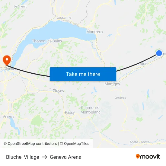 Bluche, Village to Geneva Arena map