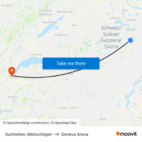 Gurtnellen, Meitschligen to Geneva Arena map