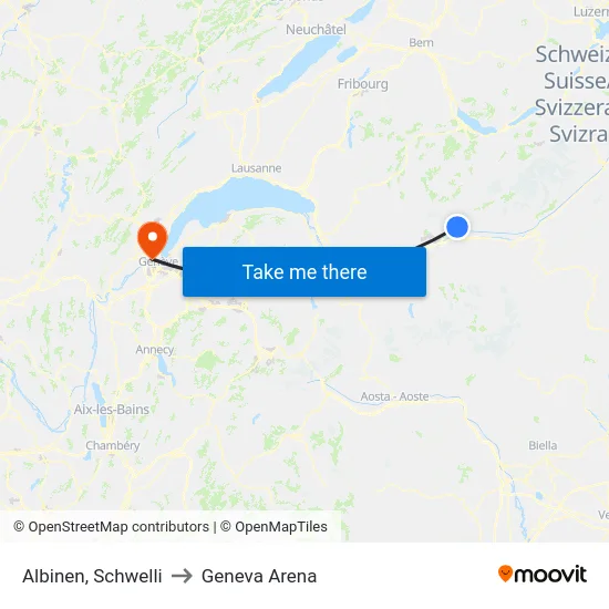 Albinen, Schwelli to Geneva Arena map