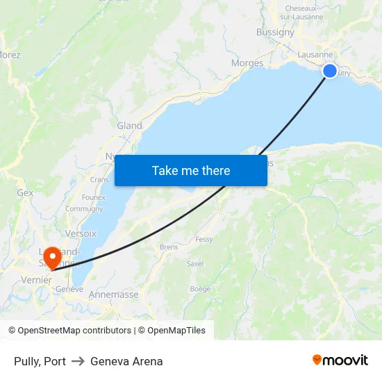 Pully, Port to Geneva Arena map