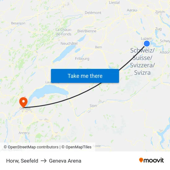 Horw, Seefeld to Geneva Arena map