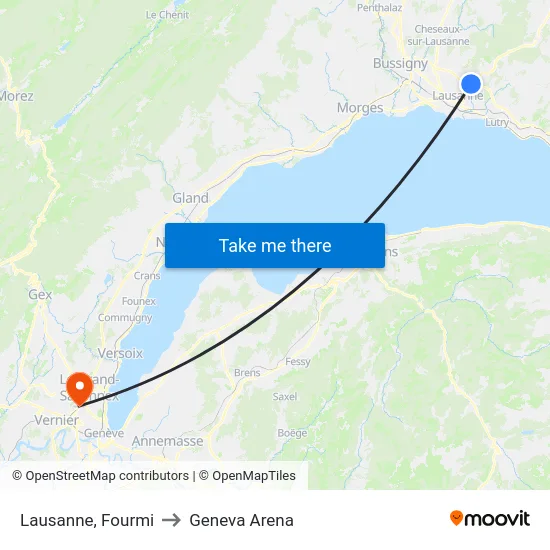 Lausanne, Fourmi to Geneva Arena map