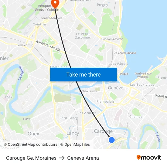 Carouge Ge, Moraines to Geneva Arena map