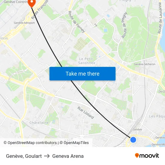 Genève, Goulart to Geneva Arena map