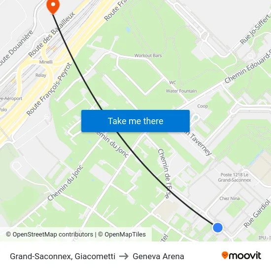Grand-Saconnex, Giacometti to Geneva Arena map