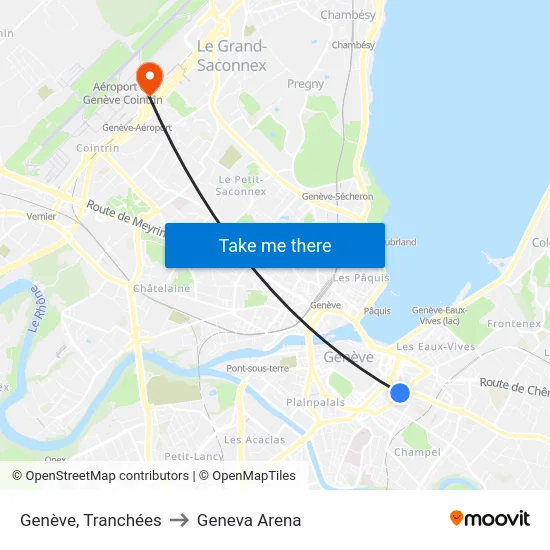 Genève, Tranchées to Geneva Arena map