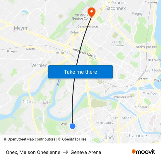 Onex, Maison Onésienne to Geneva Arena map