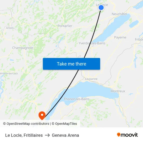 Le Locle, Fritillaires to Geneva Arena map