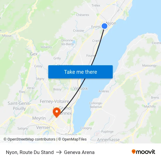 Nyon, Route Du Stand to Geneva Arena map