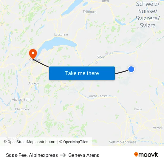 Saas-Fee, Alpinexpress to Geneva Arena map