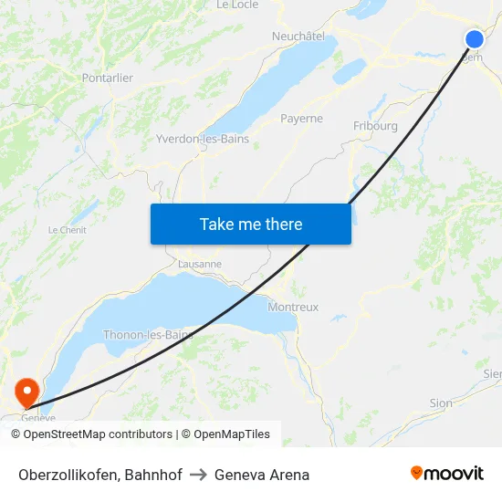 Oberzollikofen, Bahnhof to Geneva Arena map