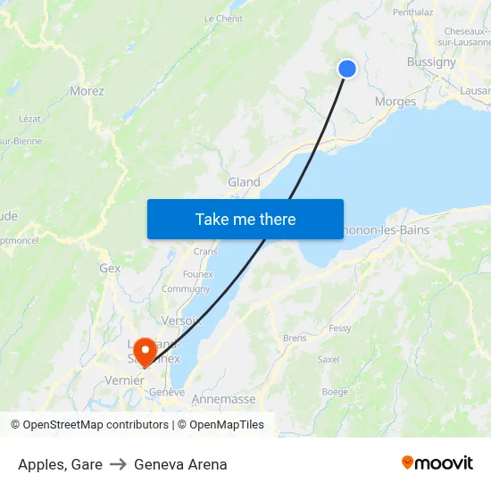 Apples, Gare to Geneva Arena map