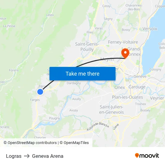 Logras to Geneva Arena map