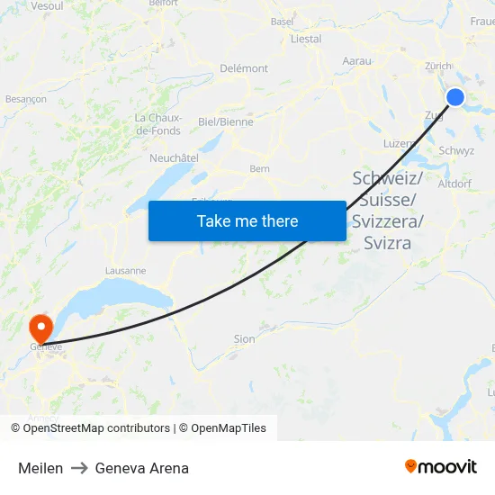 Meilen to Geneva Arena map