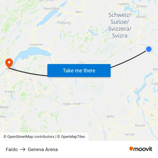Faido to Geneva Arena map