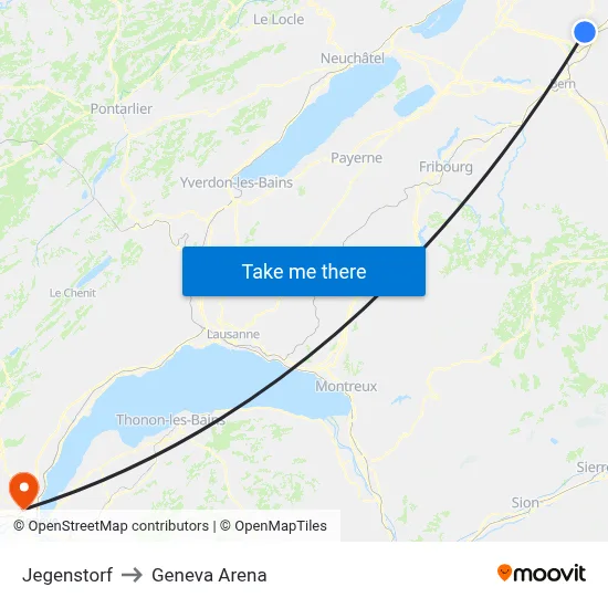 Jegenstorf to Geneva Arena map